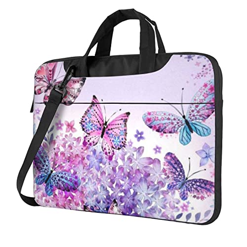 Apbdffjnf Schöne Laptoptasche mit Schmetterlingsmotiv, für Damen und Herren, Laptophülle, Computertasche, Aktentasche, Schultertasche mit Gurt, 33 cm, 35,6 cm, 39,6 cm (13 Zoll), Schwarz , 13 inch von Apbdffjnf