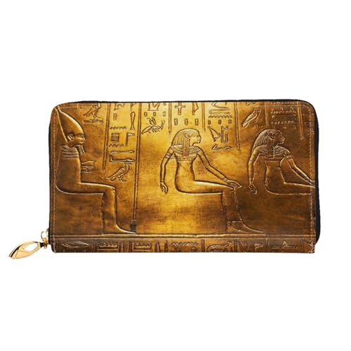 Apbdffjnf Serene Damen-Geldbörse mit Küstenmotiv, Leder, lang, Reise-Geldbörse, Kreditkartenhalter, Reißverschluss, Handtasche, Ägyptische Hieroglyphen., Einheitsgröße von Apbdffjnf