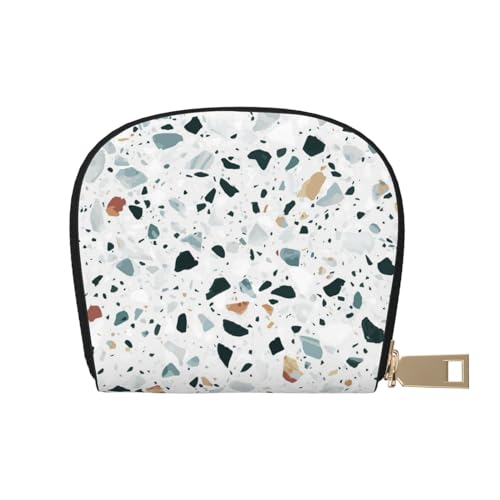 Apbdffjnf Skull Rock Roll Skelett Knochen Print Leder Kreditkartenetui Ausweis Visitenkartenetui Geldbörse Kleine Geldbörse mit Reißverschluss für Damen und Herren, Terrazzo Marmor Pastell, von Apbdffjnf