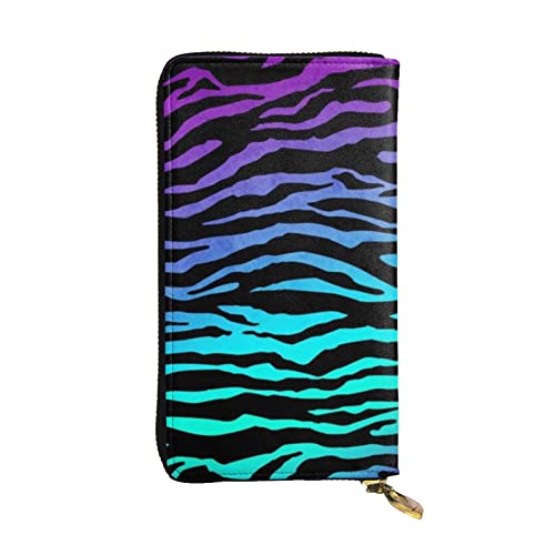 Apbdffjnf Valentinstag Liebe Herz Druck Frauen Geldbörse Leder Lange Geldbörse Reise Geldbörse Kreditkartenhalter Reißverschluss Geldbörse Handtasche, Lila Blau Grün Camouflage Zebra Streifen, von Apbdffjnf