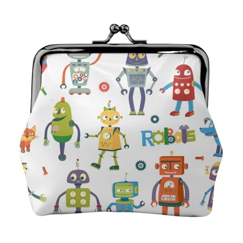 Atomic Stars Pattern Damen Mini Münzbörse Leder Geldbörse Tasche für den täglichen Gebrauch und Geschenke, Niedliche Cartoon-Roboter, Einheitsgröße, Münztasche von Apbdffjnf