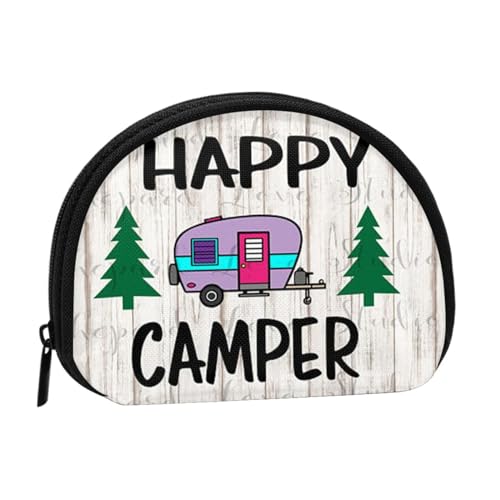 Billard Damen Mini Münzgeldbörse Geldbörse Reißverschluss Beutel für den täglichen Gebrauch und Geschenke, Happy Camper, Einheitsgröße, Münztasche von Apbdffjnf