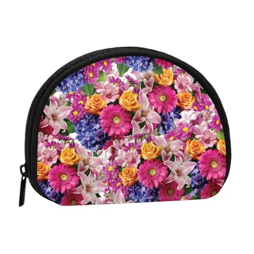 Cry Rabbit Mini-Geldbörse für Damen, mit Reißverschluss, für den täglichen Gebrauch und als Geschenk, Rosa Blumen und goldene Rosen, Einheitsgröße, Münztasche von Apbdffjnf