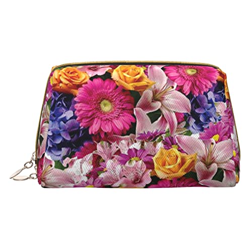 Cry Rabbit kleine Make-up-Tasche, Reise-Kosmetiktasche, Make-up-Tasche, PU-Leder, tragbar, vielseitig, Reißverschluss, Make-up-Tasche für Damen und Mädchen, Rosa Blumen und goldene Rosen, von Apbdffjnf