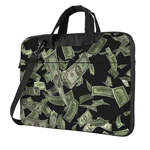 Dollar Sign Money Laptoptasche für Damen und Herren, Laptophülle, Computertasche, Aktentasche, Schultertasche mit Gurt, 33 cm, 35,6 cm, 39,6 cm, Schwarz , 13 inch von Apbdffjnf