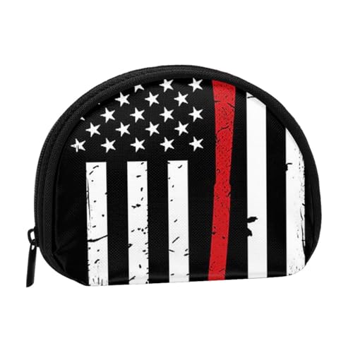 Gymnastik Rosa Damen Mini Münzgeldbörse Geldbörse Reißverschluss Beutel für den täglichen Gebrauch und Geschenke, Red Line Firefighter USA-Flagge, Einheitsgröße, Münztasche von Apbdffjnf