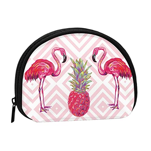 Happy Penguin Mini-Geldbörse für Damen, mit Reißverschluss, für den täglichen Gebrauch und als Geschenk, Pink Flamingo Ananas, Einheitsgröße, Münztasche von Apbdffjnf