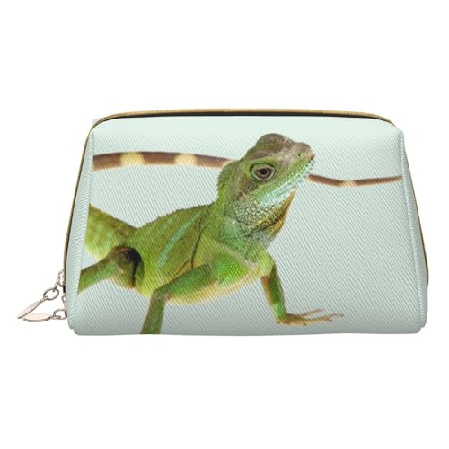 Kleine Make-up-Tasche, Reise-Kosmetiktasche, Make-up-Tasche, PU-Leder, tragbar, vielseitig, Reißverschluss, Make-up-Tasche für Damen und Mädchen, Lizard HD, Einheitsgröße, Kosmetikkoffer von Apbdffjnf