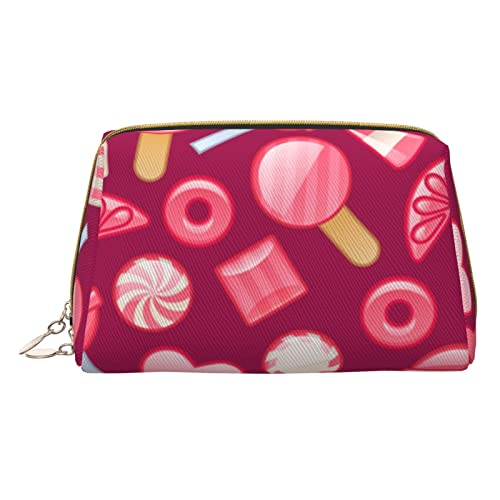 Kleine Make-up-Tasche, Reise-Kosmetiktasche, Make-up-Tasche, PU-Leder, tragbar, vielseitig, Reißverschluss, für Damen und Mädchen, Blau, Pink Candy, Einheitsgröße, Kosmetikkoffer von Apbdffjnf