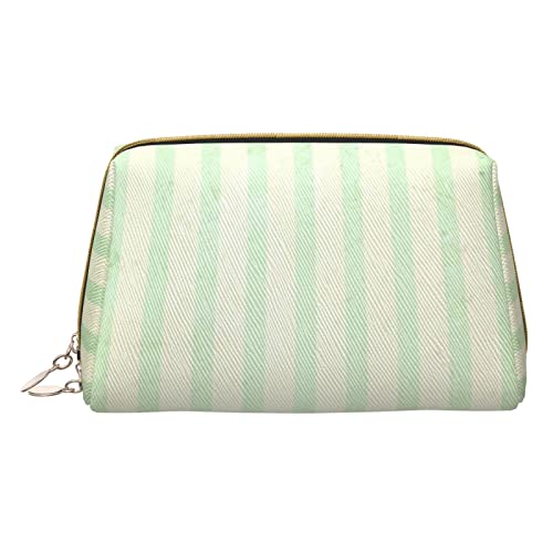 Kleine Make-up-Tasche, Reise-Kosmetiktasche, Make-up-Tasche, PU-Leder, tragbar, vielseitig, Reißverschluss, für Damen und Mädchen, Blau, gestreift, Einheitsgröße, Kosmetikkoffer von Apbdffjnf