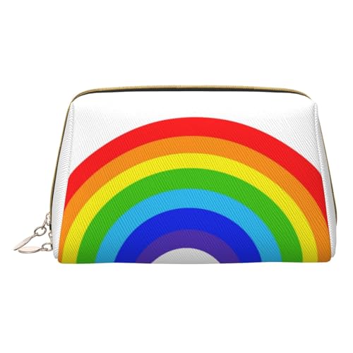 Kleine Make-up-Tasche, Reise-Kosmetiktasche, Make-up-Tasche, PU-Leder, tragbar, vielseitig, Reißverschluss, für Damen und Mädchen, Blau, regenbogenfarben, Einheitsgröße, Kosmetikkoffer von Apbdffjnf