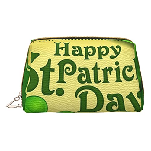 Kleine Make-up-Tasche für Hunde, Reise-Kosmetiktasche, Make-up-Tasche, PU-Leder, tragbar, vielseitig, mit Reißverschluss, Make-up-Tasche für Damen und Mädchen, Happy St. Patrick's Day, Einheitsgröße, von Apbdffjnf