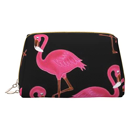 Kleine Make-up-Tasche für Hunde, Reise-Kosmetiktasche, Make-up-Tasche, PU-Leder, tragbar, vielseitig, mit Reißverschluss, Make-up-Tasche für Damen und Mädchen, Schöne rosa Flamingos, Einheitsgröße, von Apbdffjnf