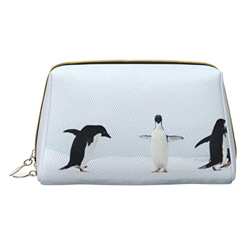 Kleine Make-up-Tasche mit Atom-Stern-Muster, Reise-Kosmetiktasche, Make-up-Tasche, PU-Leder, tragbar, vielseitig, mit Reißverschluss, Make-up-Tasche für Damen und Mädchen, Pinguine, Einheitsgröße, von Apbdffjnf