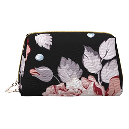 Kleine Make-up-Tasche mit Atom-Stern-Muster, Reise-Kosmetiktasche, Make-up-Tasche, PU-Leder, tragbar, vielseitig, mit Reißverschluss, Make-up-Tasche für Damen und Mädchen, rosa blume, Einheitsgröße, von Apbdffjnf