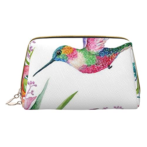 Kleine Make-up-Tasche mit Aufschrift "Happy Penguin", Reise-Kosmetiktasche, Make-up-Tasche, PU-Leder, tragbar, vielseitig, mit Reißverschluss, Make-up-Tasche für Damen und Mädchen, Garten mit Vögeln von Apbdffjnf