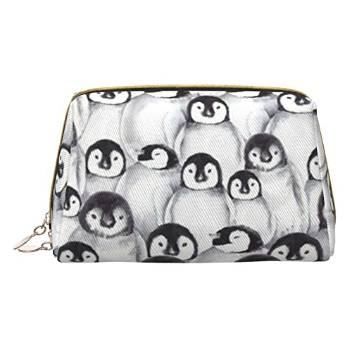 Kleine Make-up-Tasche mit Aufschrift "Happy Penguin", Reise-Kosmetiktasche, Make-up-Tasche, PU-Leder, tragbar, vielseitig, mit Reißverschluss, Make-up-Tasche für Damen und Mädchen, Niedliche von Apbdffjnf