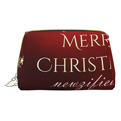 Kleine Make-up-Tasche mit Aufschrift "Merry Christmas", Reise-Kosmetiktasche, Make-up-Tasche, PU-Leder, tragbar, vielseitig, Reißverschluss, Make-up-Tasche für Damen und Mädchen von Apbdffjnf