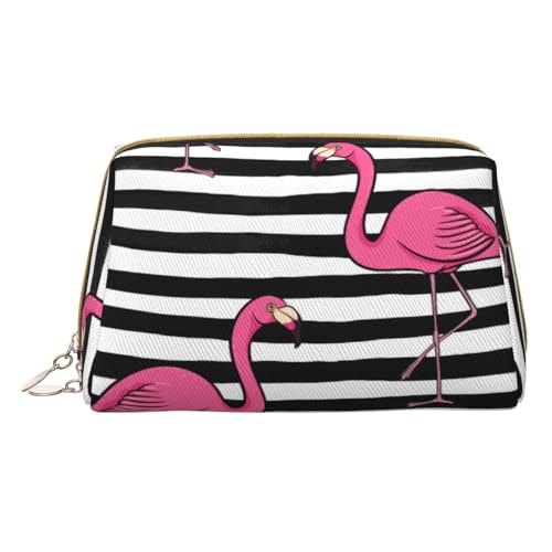 Kleine Make-up-Tasche mit Flamingo-Motiv, Reise-Kosmetiktasche, Make-up-Tasche, PU-Leder, tragbar, vielseitig, mit Reißverschluss, für Damen und Mädchen von Apbdffjnf