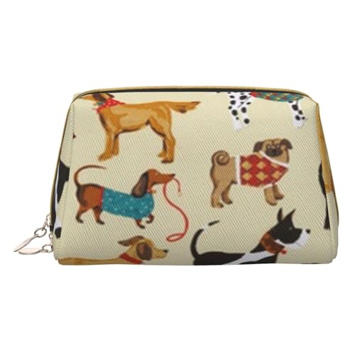 Kleine Make-up-Tasche mit Hahn, Reise-Kosmetiktasche, Make-up-Tasche, PU-Leder, tragbar, vielseitig, mit Reißverschluss, Make-up-Tasche für Damen und Mädchen, Hound Dogs, Einheitsgröße, Kosmetikkoffer von Apbdffjnf