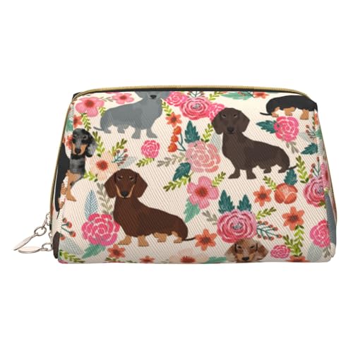 Kleine Make-up-Tasche mit Spirale, optische Illusion, Reise-Kosmetiktasche, Make-up-Tasche, PU-Leder, tragbar, vielseitig, Reißverschluss, Make-up-Tasche für Damen und Mädchen, Hund Blume, von Apbdffjnf