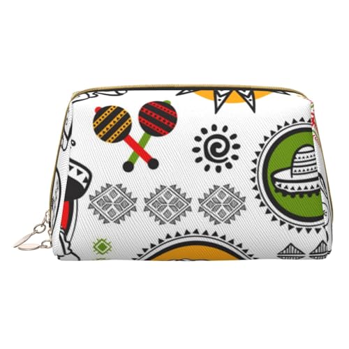 Kleine Make-up-Tasche mit floralem Totenkopf-Design, Reise-Kosmetiktasche, Make-up-Tasche, PU-Leder, tragbar, vielseitig, mit Reißverschluss, Make-up-Tasche für Damen und Mädchen, Mexikanische von Apbdffjnf