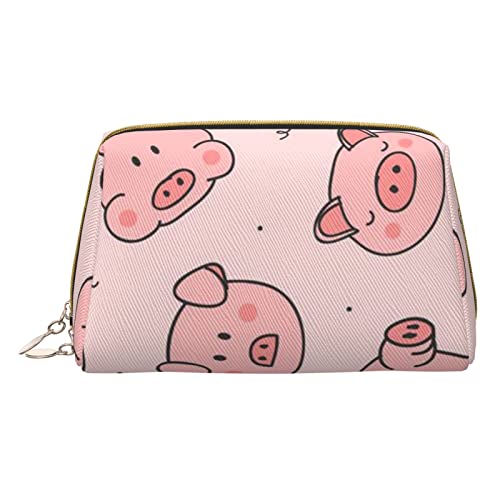 Kleine Make-up-Tasche mit niedlichem Schwein, Reise-Kosmetiktasche, Make-up-Tasche, PU-Leder, tragbar, vielseitig, mit Reißverschluss, für Damen und Mädchen von Apbdffjnf