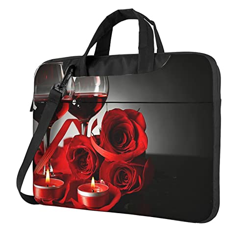 Laptoptasche für Damen und Herren, Motiv: Rote Rose und Weinrot, romantische Liebhaber, Laptoptasche, Computertasche, Aktentasche, Schultertasche mit Gurt, 33 cm, 35,6 cm, 39,6 cm (13 Zoll), Schwarz , von Apbdffjnf