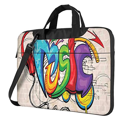 Laptoptasche im Musikstil, für Damen und Herren, Laptophülle, Computertasche, Aktentasche, Schultertasche mit Gurt, 33 cm, 35,6 cm, 39,6 cm, Schwarz , 15.6 inch von Apbdffjnf