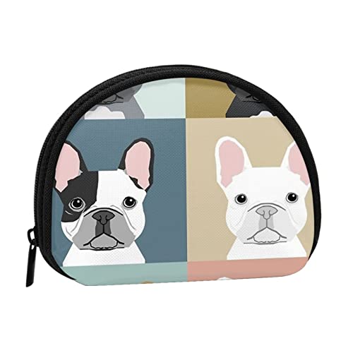 Mini-Geldbörse für Damen, mit Reißverschluss, für den täglichen Gebrauch und als Geschenk, Schwarz / Grau / Weiß, Französische Bulldogge, Einheitsgröße, Münztasche von Apbdffjnf