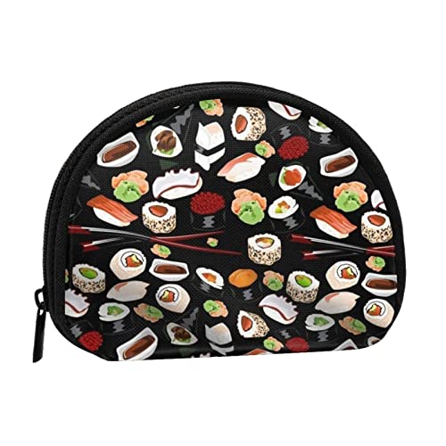 Mini-Münzgeldbörse für Damen, mit Reißverschluss, für den täglichen Gebrauch und als Geschenk, Japanisches Sushi schwarz, Einheitsgröße, Münztasche von Apbdffjnf