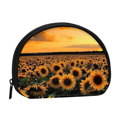 Mini-Münzgeldbörse für Damen, mit Reißverschluss, für den täglichen Gebrauch und als Geschenk, Sonnenblume und Sonnenuntergang., Einheitsgröße, Münztasche von Apbdffjnf