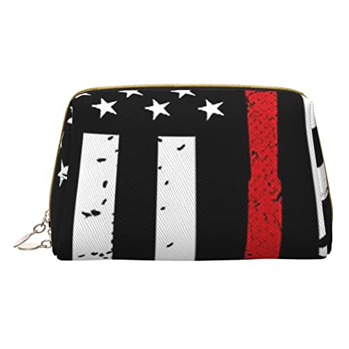 Red Line Make-up-Tasche mit USA-Flagge, klein, Reise-Kosmetiktasche, Make-up-Tasche, PU-Leder, tragbar, vielseitig, mit Reißverschluss, Make-up-Tasche für Damen und Mädchen von Apbdffjnf