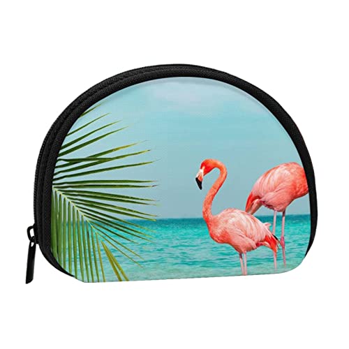 Skull Rock Roll Skelett Knochen Damen Mini Münzgeldbörse Geldbörse Reißverschluss Beutel für den täglichen Gebrauch und Geschenke, Flamingo im Wasser, Einheitsgröße, Münztasche von Apbdffjnf