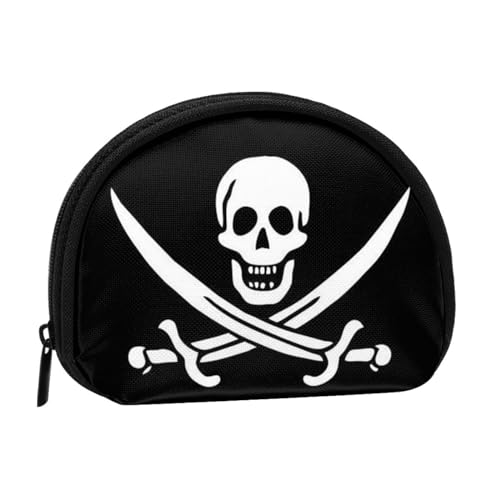 Skull Rock Roll Skelett Knochen Damen Mini Münzgeldbörse Geldbörse Reißverschluss Beutel für den täglichen Gebrauch und Geschenke, Piratenflagge, Einheitsgröße, Münztasche von Apbdffjnf