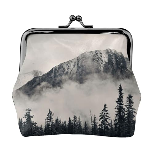 Skull Rock Roll Skelett Knochen Damen Mini Münzgeldbörse Leder Geldbörse Tasche für den täglichen Gebrauch und Geschenke, Kanadische Smokey Mountain Cliff, Einheitsgröße, Münztasche von Apbdffjnf