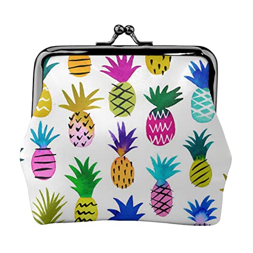 Skull Rock Roll Skelett Knochen Damen Mini Münzgeldbörse Leder Geldbörse Tasche für den täglichen Gebrauch und Geschenke, Rainbow Ananas, Einheitsgröße, Münztasche von Apbdffjnf