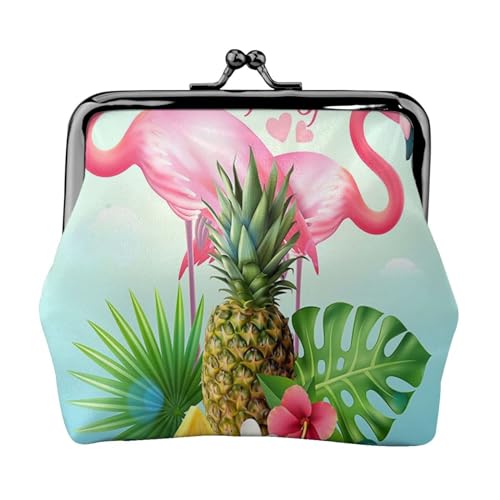 Spiral Optical Illusion GIF Damen Mini Münzbörse Leder Geldbörse Tasche für den täglichen Gebrauch und Geschenke, Tropischer Flamingo, Einheitsgröße, Münztasche von Apbdffjnf