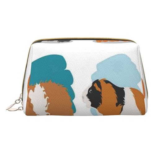 Wimpern-Make-up-Tasche, Reise-Kosmetiktasche, Make-up-Tasche, PU-Leder, tragbar, vielseitig, Reißverschluss, Make-up-Tasche für Damen und Mädchen, Meerschweinchen-Illustration, Einheitsgröße, von Apbdffjnf