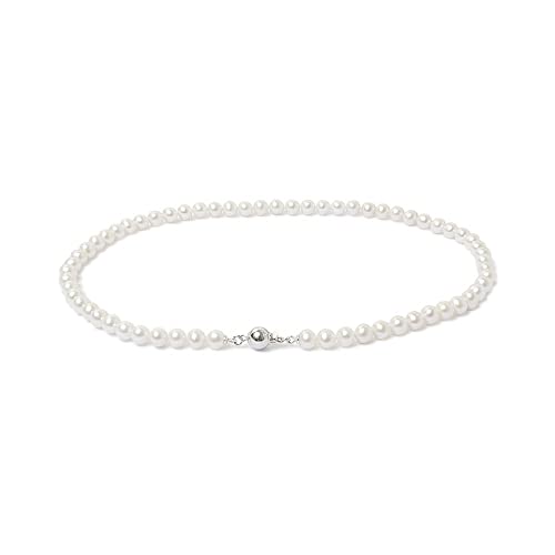 Echte weiße Perlenkette, ovale Perlen 6mm, Silberverschluss, Perlenklasse A3AA - NO665S3 (rosa, 42) von Apearl