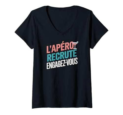 Damen L'Apéro Recrute Engagieren Sie Sich mit Humor und Freundlichkeit T-Shirt mit V-Ausschnitt Damen L'Apéro Recrute Engagieren Sie Sich mit Humor und Freundlichkeit T-Shirt mit V-Ausschnitt von Apéro Team Moments Conviviaux Drôles Design