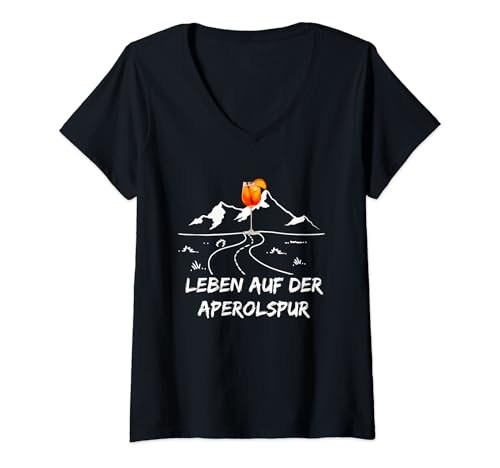 Damen Leben auf der Aperolspur official Club Mitglied Party Fan T-Shirt mit V-Ausschnitt von Aperölchen - Official Spritz Club - Party Feiern