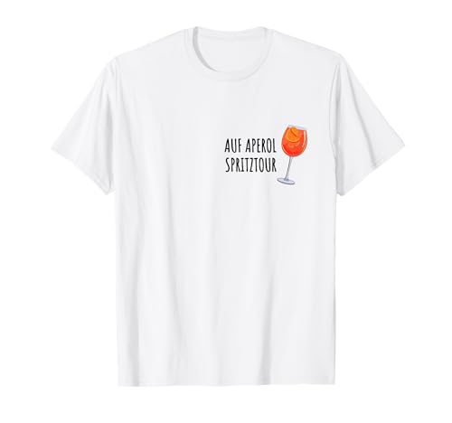 Aperol Spritztour Design - Aperol Trinker T-Shirt - Weiß, Kurzarm, Unisex, Damen, Erwachsene, Aperol Liebhaber, Party, 100% Baumwolle, M von Aperol Spritztour Design - Aperol Trinker