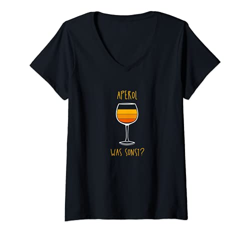 Damen Aperol was sonst Aperoliker Lustiger spruch JGA Sprizz T-Shirt mit V-Ausschnitt Damen Aperol was sonst Aperoliker Lustiger spruch JGA Sprizz T-Shirt mit V-Ausschnitt von Aperol Trinker Geschenk Idee