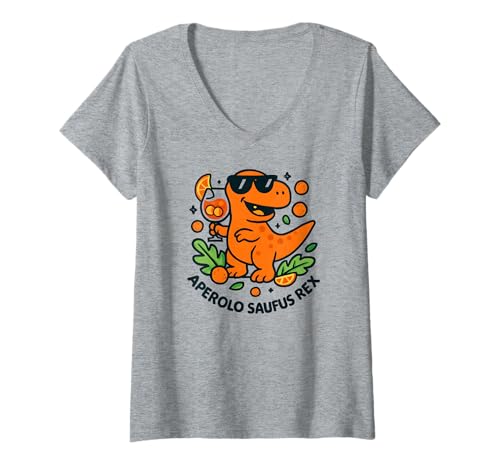Damen Aperolo Saufus Rex - Lustiges Dino Party T-Shirt mit V-Ausschnitt von Aperoliker & Aperolikerin Sprüche & Geschenke