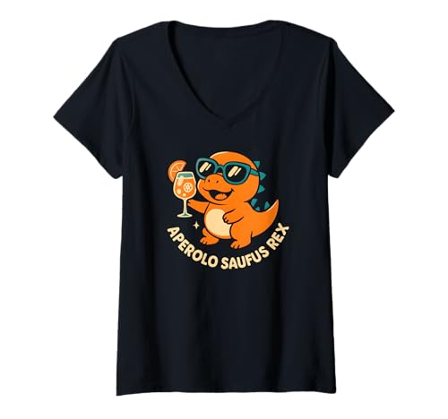 Damen Aperolo Saufus Rex - Lustiges Dino Party T-Shirt mit V-Ausschnitt von Aperoliker & Aperolikerin Sprüche & Geschenke