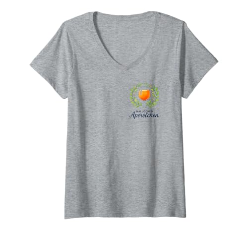 Damen Hallöchen Aperölchen - Lustiges Party Spritz Fan T-Shirt mit V-Ausschnitt von Aperoliker & Aperolikerin Sprüche & Geschenke