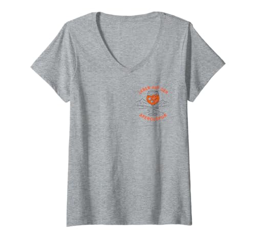 Damen Leben Auf Der Aperolspur - Aperoliker & Aperolikerin Party T-Shirt mit V-Ausschnitt von Aperoliker & Aperolikerin Sprüche & Geschenke