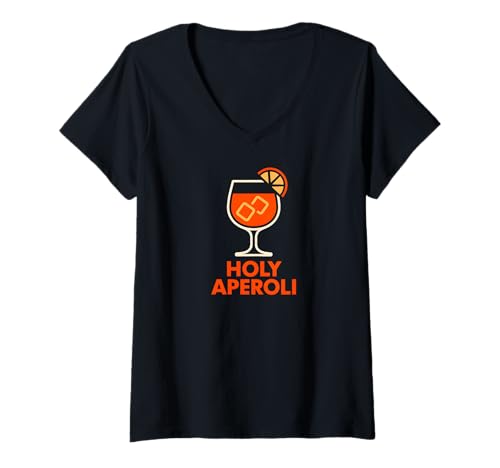 Damen Holy Aperoli - Lustige Party T-Shirt mit V-Ausschnitt von Aperolizer Party Clothing & Gifts