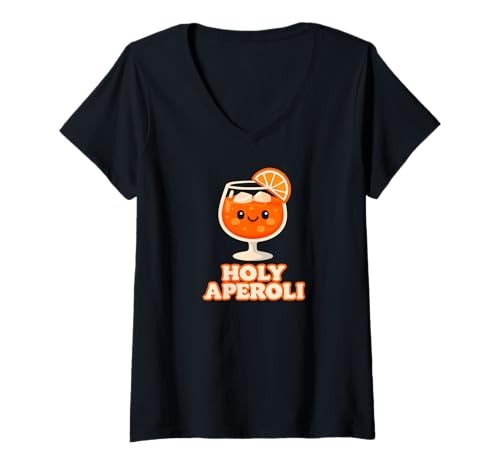 Damen Holy Aperoli - Lustige Party T-Shirt mit V-Ausschnitt von Aperolizer Party Clothing & Gifts